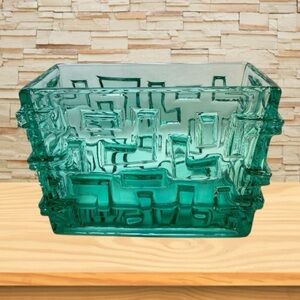 Vintage Mid Century Modern Sklo Union Rosice 484 Vase Aqua